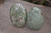 Polished Green Chrysoprase Standing Free Forms  x 2 From Ambatondrazaka, Madagascar - Toprock Gemstones and Minerals 