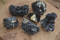 Natural Schorl Black Tourmaline Specimens With Hyalite On Some  x 6 From Erongo, Namibia - Toprock Gemstones and Minerals 