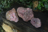 Natural Rough Rhodonite Specimens x 3 From Zimbabwe