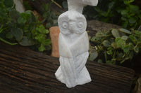 Polished Sparkling White Marble Owl Sculpture  x 1 From Zimbabwe - TopRock