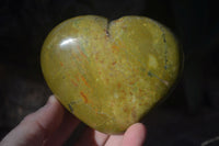 Polished Green Opal Gemstone Hearts  x 6 From Antsirabe, Madagascar