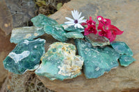 Polished Green Chrome Chalcedony Free Forms With A Rough Finish x 16 From Zimbabwe - TopRock