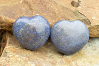 Polished Blue Lazulite Hearts x 6 From Madagascar - TopRock