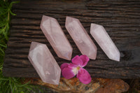 Polished Double Terminated Pink Rose Quartz Points  x 4 From Ambatondrazaka, Madagascar - TopRock