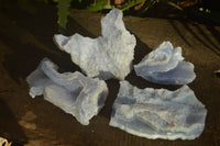 Natural Etched Blue Chalcedony Specimens  x 4 From Nsanje, Malawi