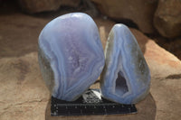 Polished Blue Lace Agate Standing Free Forms  x 3 From Nsanje, Malawi - Toprock Gemstones and Minerals 