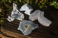 Natural Etched Blue Chalcedony Specimens  x 4 From Nsanje, Malawi