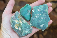 Polished Green Chrome Chalcedony Free Forms With A Rough Finish x 16 From Zimbabwe - TopRock