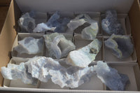 Natural Etched Blue Chalcedony Specimens  x 12 From Nsanje, Malawi