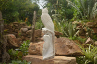 Polished Sparkling White Marble Owl Sculpture  x 1 From Zimbabwe - TopRock