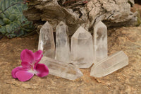 Polished Clear Quartz Crystal Points x 6 From Madagascar - TopRock