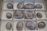 Polished Smokey Dream Amethyst Palm Stones  x 12 From Madagascar - Toprock Gemstones and Minerals 