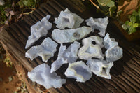 Natural Etched Blue Chalcedony Specimens  x 12 From Nsanje, Malawi