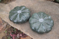 Polished Green Serpentine Pumpkin Carvings  x 2 From Zimbabwe - Toprock Gemstones and Minerals 