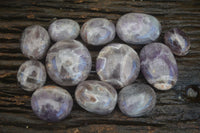 Polished Smokey Dream Amethyst Palm Stones  x 12 From Madagascar - Toprock Gemstones and Minerals 