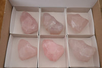 Polished Pink Rose Quartz Flame Sculptures x 6 From Antsirabe, Madagascar