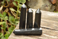 Polished Pitch Black Basalt Points  x 4 From Madagascar - TopRock