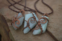 Polished Copper Wire Wrapped Blue Smithsonite Jewellery Pendants x 6 From Congo - Toprock Gemstones and Minerals 