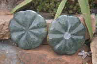 Polished Green Serpentine Pumpkin Carvings  x 2 From Zimbabwe - Toprock Gemstones and Minerals 