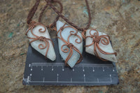 Polished Copper Wire Wrapped Blue Smithsonite Jewellery Pendants x 6 From Congo - Toprock Gemstones and Minerals 