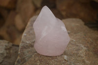 Polished Pink Rose Quartz Flame Sculptures x 6 From Antsirabe, Madagascar