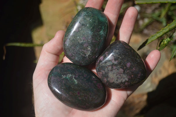 Polished Fluorescent Ruby Corundum In Chrome Verdite Free Forms x 6 From Zimbabwe - Toprock Gemstones and Minerals 