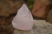 Polished Pink Rose Quartz Flame Sculptures x 6 From Antsirabe, Madagascar