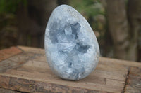 Natural Blue Celestite Crystal Centred Egg x 1 From Sakoany, Madagascar - Toprock Gemstones and Minerals 