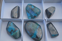 Polished Blue Shattuckite Free Forms  x 6 From Kaokoveld, Namibia