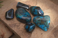 Polished Blue Shattuckite Free Forms  x 6 From Kaokoveld, Namibia