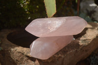 Polished Double Terminated Pink Rose Quartz Points  x 4 From Ambatondrazaka, Madagascar - TopRock