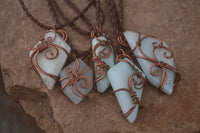 Polished Copper Wire Wrapped Blue Smithsonite Jewellery Pendants x 6 From Congo - Toprock Gemstones and Minerals 