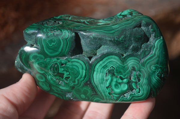 Polished Malachite Free Forms x 3 From Kolwezi, Congo