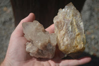 Natural Cascading White Phantom Crystal Clusters  x 6 From Luena, Congo - Toprock Gemstones and Minerals 