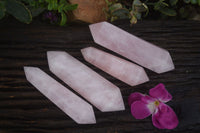 Polished Double Terminated Pink Rose Quartz Points  x 4 From Ambatondrazaka, Madagascar - TopRock