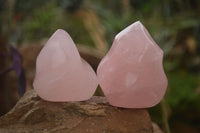 Polished Pink Rose Quartz Flame Sculptures x 6 From Antsirabe, Madagascar