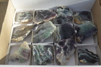 Polished One Side Polished Watermelon Fluorite Pieces  x 12 From Uis, Namibia