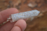 Polished Packaged Hand Crafted Resin Pendant with Blue Lace Agate Chips - sold per piece - From Bulwer, South Africa - TopRock