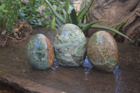 Polished Green Chrysoprase Standing Free Forms  x 3 From Ambatondrazaka, Madagascar - Toprock Gemstones and Minerals 