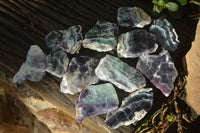 Polished One Side Polished Watermelon Fluorite Pieces  x 12 From Uis, Namibia