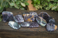 Polished Semi Translucent Watermelon Fluorite Free Forms  x 12 From Uis, Namibia - Toprock Gemstones and Minerals 