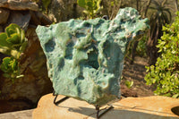 Natural XXL Crystalline Etched Mtorolite / Emerald Chrysoprase Specimen & Custom Metal Stand x 1 From Mutorashanga, Zimbabwe - TopRock