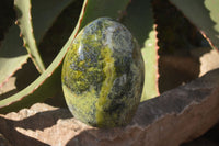 Polished Green Opal Standing Free Forms  x 3 From Madagascar