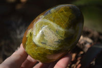 Polished Green Opal Standing Free Forms  x 3 From Madagascar