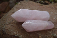 Polished Double Terminated Pink Rose Quartz Points  x 4 From Ambatondrazaka, Madagascar - TopRock