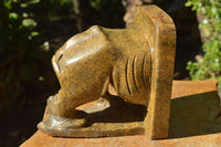 Polished Soapstone Rhino Book End Carvings x 1 From Zimbabwe - TopRock