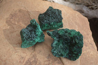 Natural Malachite Specimens x 3 From Congo