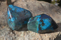 Polished Blue Shattuckite Free Forms  x 6 From Kaokoveld, Namibia