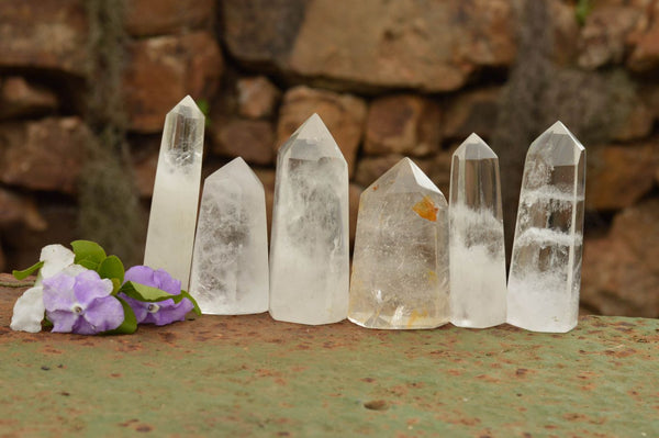 Polished Clear Quartz Crystal Points x 6 From Madagascar - TopRock