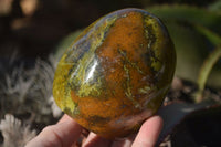 Polished Green Opal Standing Free Forms  x 3 From Madagascar